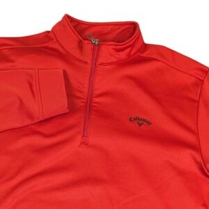 Callaway Mens 1/4 Zip Golf Pullover Red Performance Mock Neck Size L Long Sleeve